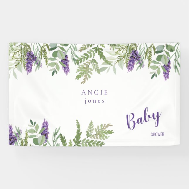  Foliage Lavender Baby Shower Custom  Banner (Horizontal)