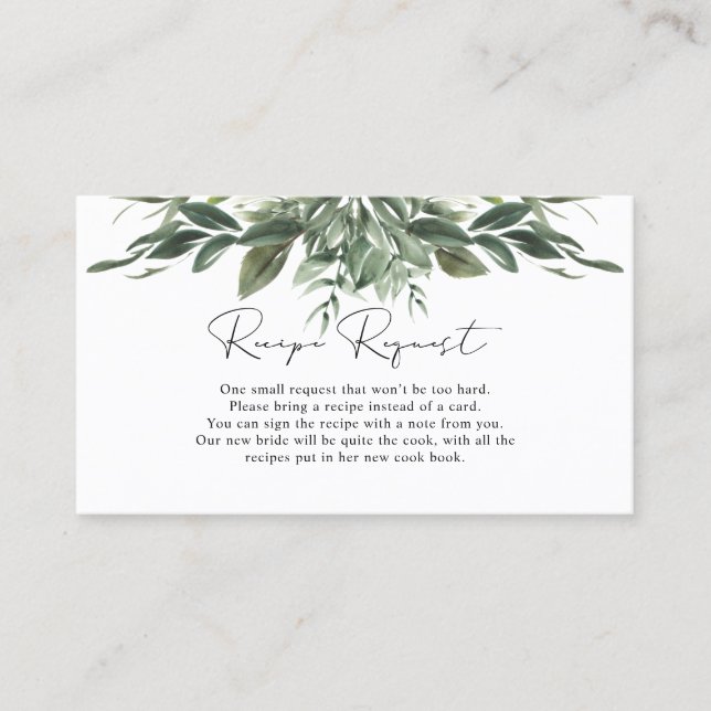 Foliage Leaf Recipe Request Card (Front)