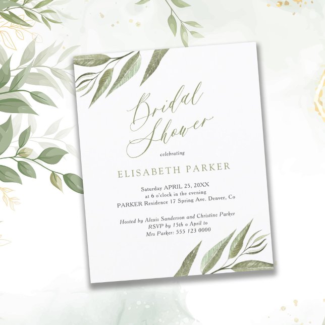 Foliage leaves BUDGET bridal shower invitation (Creator Uploaded)