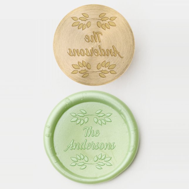 Foliage Leaves Family Name Wax Seal Stamp (Stamped)