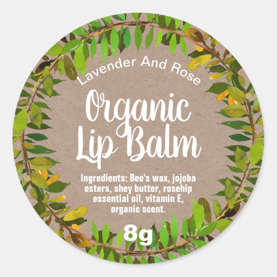 Foliage Leaves Kraft Organic Lip Balm Pot Labels | Zazzle.com