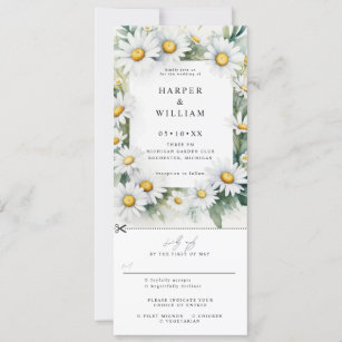 Foliage leaves wedding invite w rsvp attached