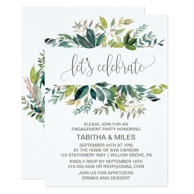 Foliage Let's Celebrate Engagement Party Invitation