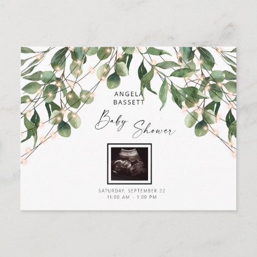 Foliage  Lights Ultrasound Photo Baby Shower  Inv Invitation Postcard