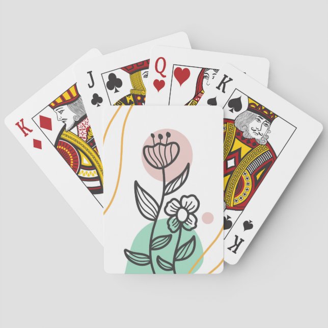 Foliage line with abstract shape poker cards (Back)
