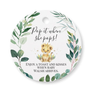Foliage Lion Crown Baby Shower Pop It  Favor Tags