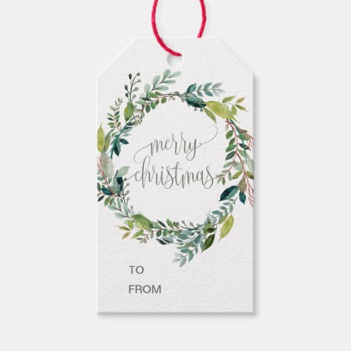 Foliage Merry Christmas Name Gift Tags