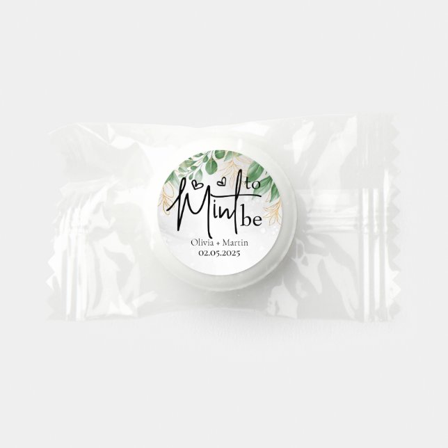 Foliage Mint to be Script wedding Bridal Favors (Front)