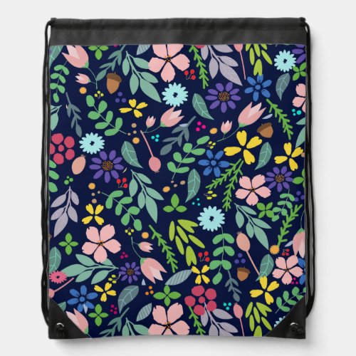 Foliage Modern Floral Drawstring Bag