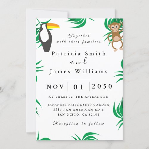Foliage Money Bird Wedding Invitation
