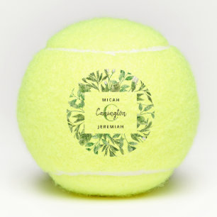 Foliage Monogram Wedding Gift Names Custom Tennis Balls