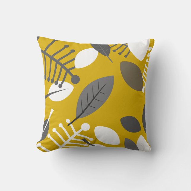 Foliage Ochre Throw Pillow (Front)
