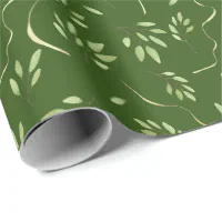 foliage on green wrapping paper