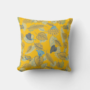 Foliage on Mustard Yellow Throw Pillow
