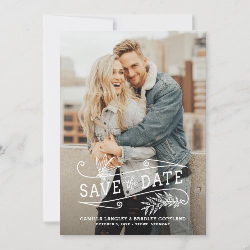 Foliage Overlay Vertical Photo Save the Date