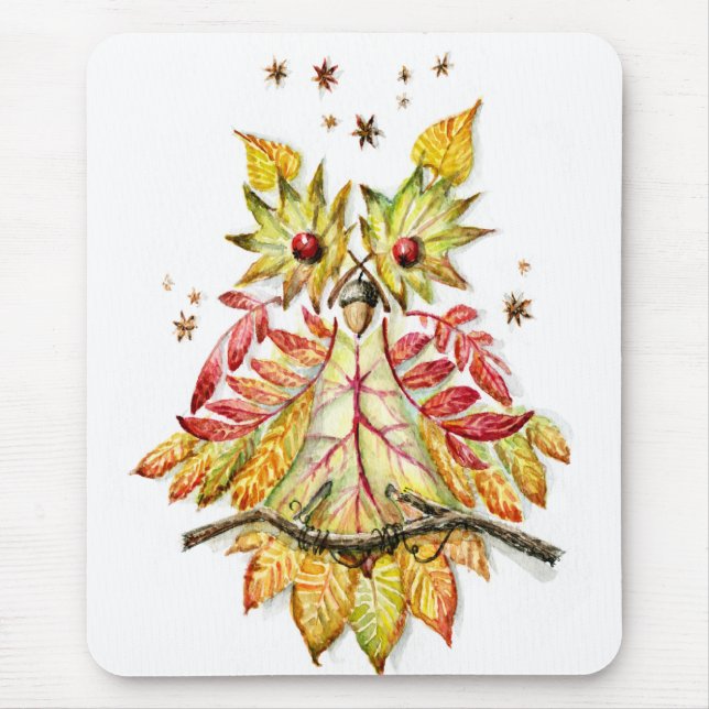 Foliage owl mouse pad (Front)