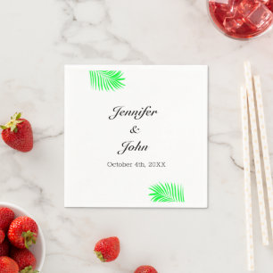 Foliage Palm Tree Green Watercolor Leaves Wedding Napkins