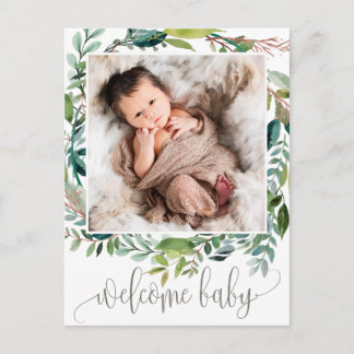 Foliage Photo Birth Announcement