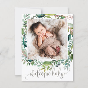 Foliage Photo Birth Announcement Card