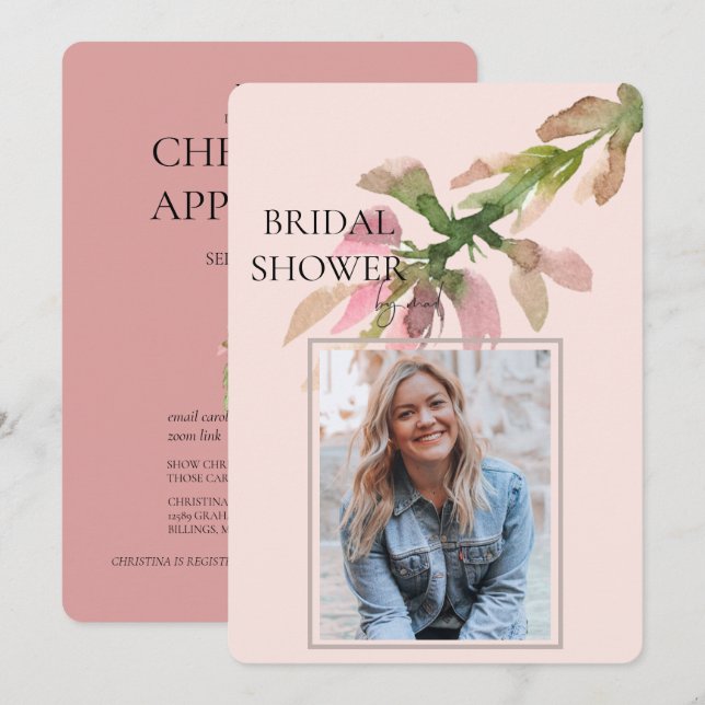 Foliage Photo Bridal Shower by Mail Soft Toned Invitation (Front/Back)