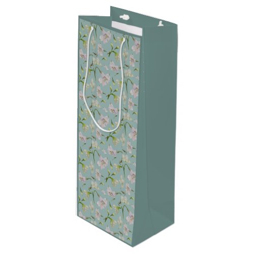 Foliage Pink White Orchid on Teal Background Wine Gift Bag