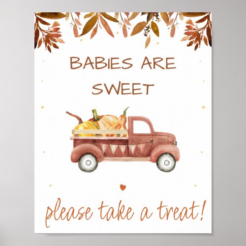 Foliage Pumpkin Truck Baby Shower Sign