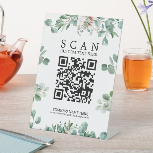 Foliage QR Code Scan Table Top Pedestal Sign