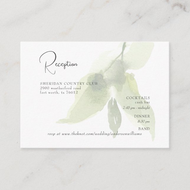 Foliage Reception Cash Bar &RSVP Wedding  Enclosure Card (Front)