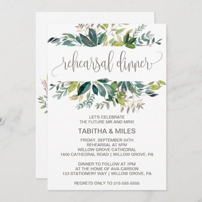 Foliage Rehearsal Dinner Invitation (Front/Back)