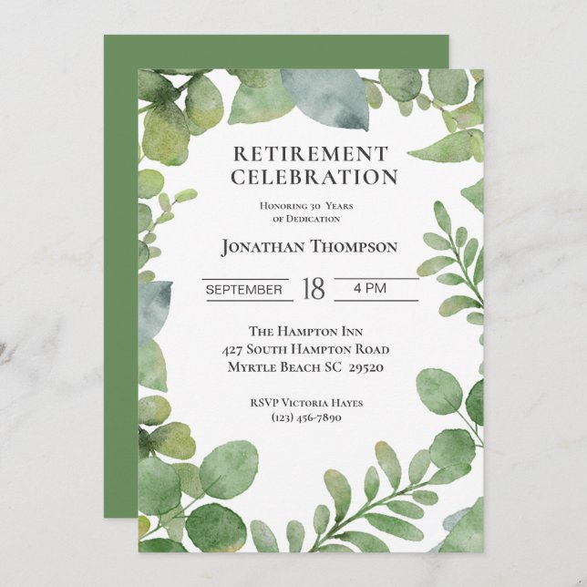  Foliage  Retirement Party Celebration   Invitation (Front/Back)