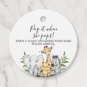 Foliage Safari Animals Baby Shower Pop It Favor Tags