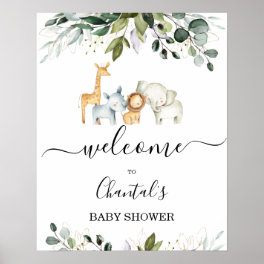 Foliage Safari Animals Baby Shower Welcome Sign