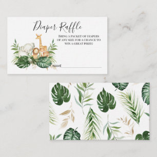 Foliage Safari Animals Diaper Raffle Card Insert