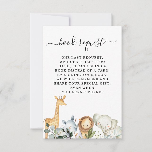 Foliage Safari Baby Shower Book Request Insert Invitation (Front)