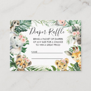 Foliage Safari Baby Shower Diaper Raffle Insert