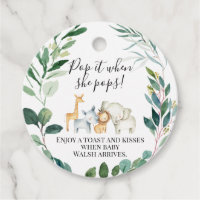 Foliage Safari Baby Shower Pop It  Favour Tags