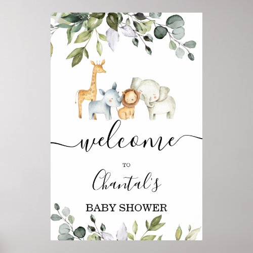 Foliage Safari Baby Shower Welcome Sign