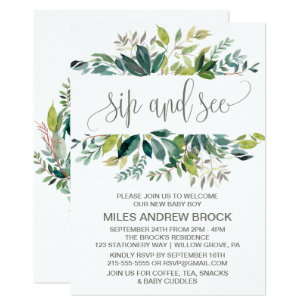 Foliage Sip And See Invitation