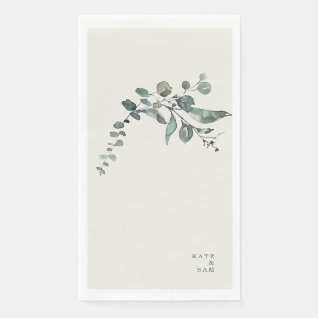 Foliage Teal & Cream Custom Wedding  Paper Guest Towels (Front)