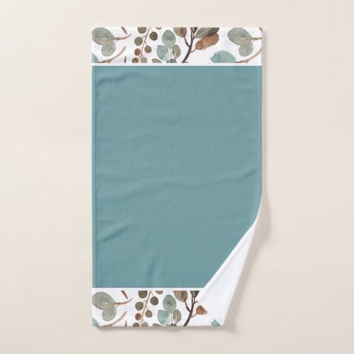 Foliage Teal, Green, Moss, Brown Bath Towel Set Zazzle