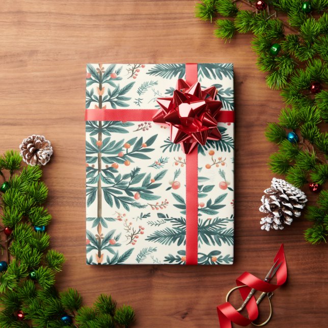Foliage-themed Christmas wrapping paper (Holiday Gift)