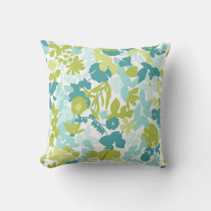Foliage Throw Pillow Apple Green Teal Aqua Blue