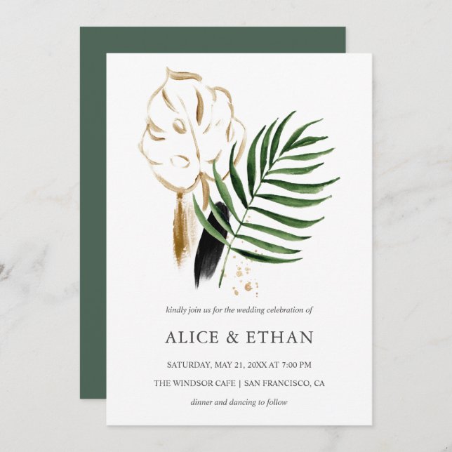 Foliage Tropical Greenery Wedding Invitation (Front/Back)