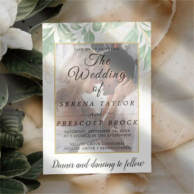 Foliage Vellum Overlay Wedding Invitation Zazzle