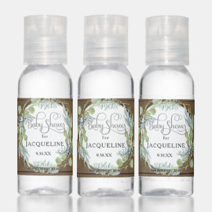 Foliage Watercolor Eucalyptus Wreath Baby Shower Hand Sanitizer