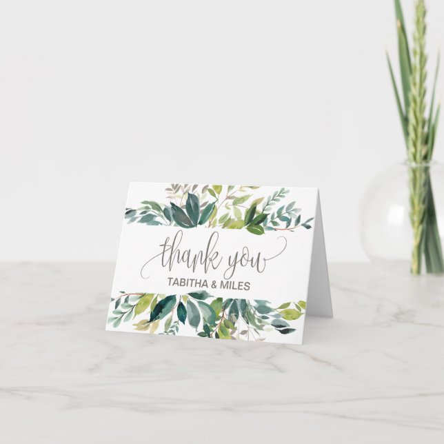 Foliage Wedding Thank You Card (Front)