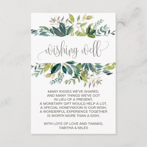 Foliage Wedding Wishing Well Enclosure Card