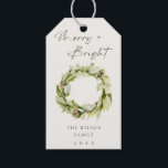 Foliage Winter Wreath Merry & Bright Christmas Gift Tags<br><div class="desc">If you need any further customisation please feel free to message me on yellowfebstudio@gmail.com.</div>