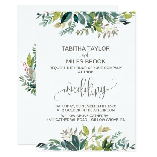 Foliage with Monogram Wreath Backing Wedding Card
