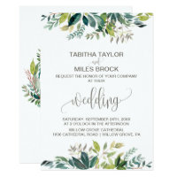 Foliage with Monogram Wreath Backing Wedding Card